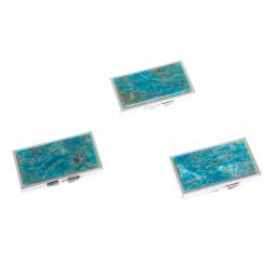 Таблетница на 7 отделений камень голубой апатит серебристая