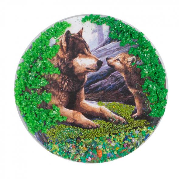Магнит с рисунком &amp;quot;Волчица с волченком&amp;quot; змеевик 117767