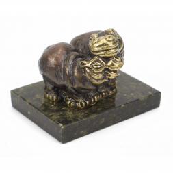 Статуэтка "Пара бегемотов средние" бронза змеевик