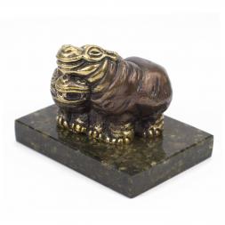 Статуэтка "Пара бегемотов средние" бронза змеевик