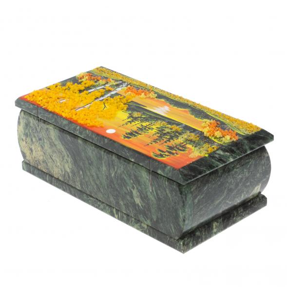Шкатулка &amp;quot;Осенний пейзаж&amp;quot; из шабровского змеевика 18х9х6,5 см 127828
