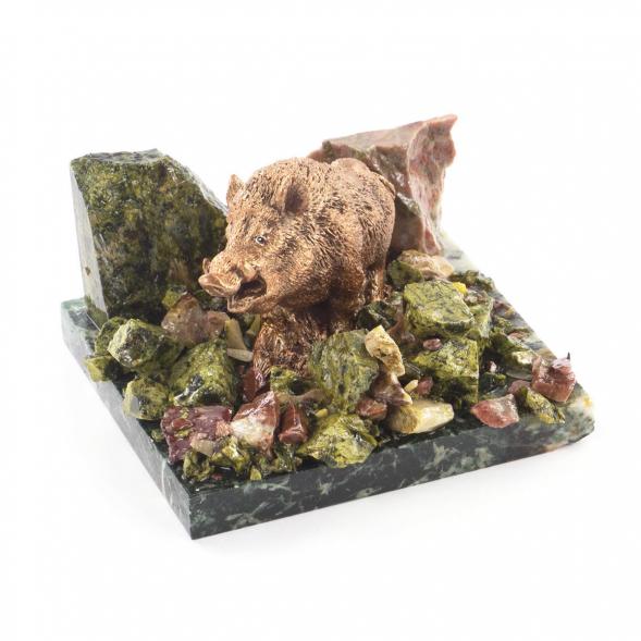 Сувенир &amp;quot;Кабан&amp;quot; змеевик самоцветы 119406