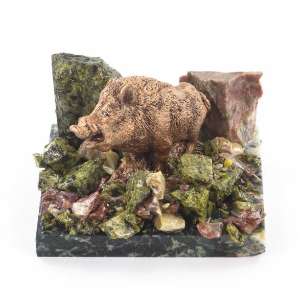 Сувенир &amp;quot;Кабан&amp;quot; змеевик самоцветы 119406