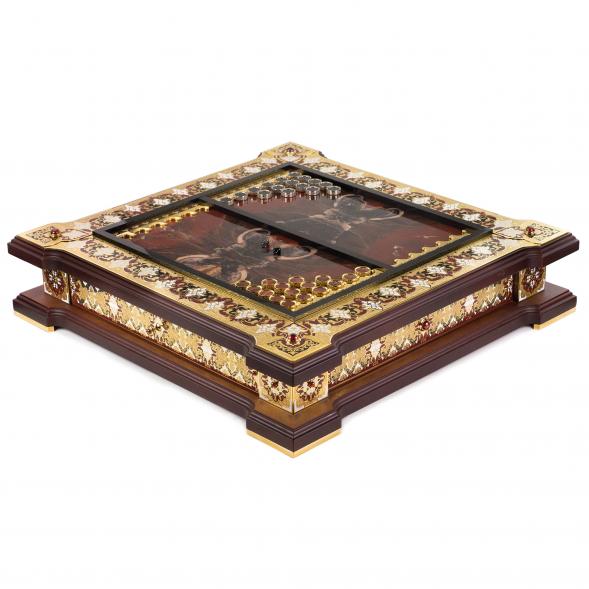 Эксклюзивные нарды &amp;quot;Орнамент&amp;quot; камень яшма Златоуст 120920