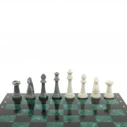 Шахматы "Стаунтон" из мрамолита / шабровский змеевик доска 40х40 см
