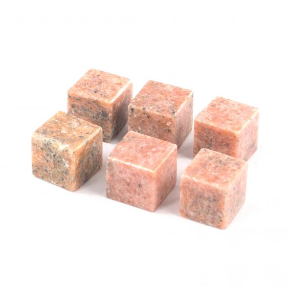 Камни охлаждающие для виски набор 6 кубиков из розового мрамора 121585