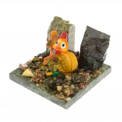Сувенир &amp;quot;Петух с деньгами&amp;quot; камень змеевик